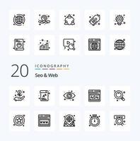 20 Seo  Web Line icon Pack like find search view error web vector