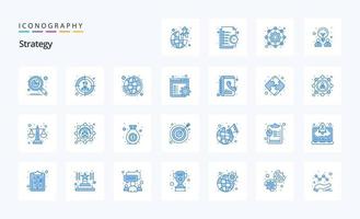 25 Strategy Blue icon pack vector