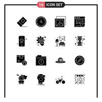 Set of 16 Modern UI Icons Symbols Signs for development weather album mobile seo Editable Vector Design Elements