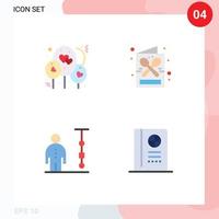 Modern Set of 4 Flat Icons and symbols such as balloon chart coffee menu corporate management Editable Vector Design Elements