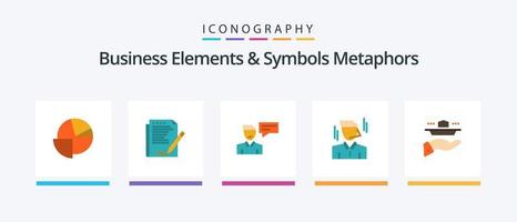 Business Elements And Symbols Metaphors Flat 5 Icon Pack Including man. manager. paper. businessman. man. Creative Icons Design vector