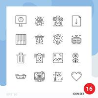 Pack of 16 creative Outlines of piano keyboard lab management audio download Editable Vector Design Elements