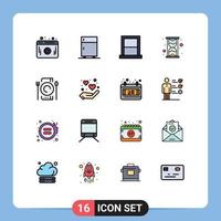 Universal Icon Symbols Group of 16 Modern Flat Color Filled Lines of catering watch appliances hour household Editable Creative Vector Design Elements