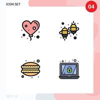 Universal Icon Symbols Group of 4 Modern Filledline Flat Colors of balloon dinner agriculture ecology food Editable Vector Design Elements