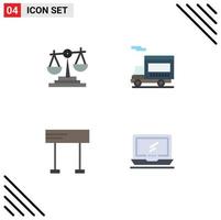 Set of 4 Commercial Flat Icons pack for balance line investment van sport Editable Vector Design Elements