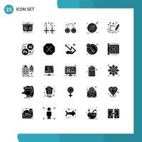 Set of 25 Modern UI Icons Symbols Signs for heart optimization criminal media audience Editable Vector Design Elements