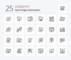 Seo 25 Line icon pack including folder. website. statistics. seo. server vector