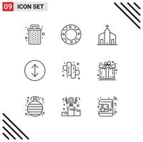 Modern Set of 9 Outlines and symbols such as ecommerce candy christian camping arrows Editable Vector Design Elements