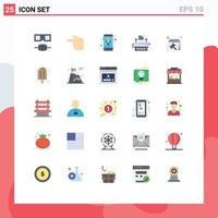 Mobile Interface Flat Color Set of 25 Pictograms of appointment keys mobile type typewriter Editable Vector Design Elements