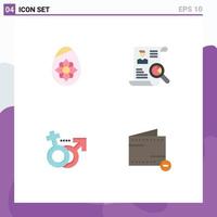 Modern Set of 4 Flat Icons Pictograph of decoration gender egg cv female Editable Vector Design Elements