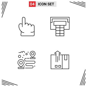4 Universal Filledline Flat Colors Set for Web and Mobile Applications finger path touch destination cargo Editable Vector Design Elements