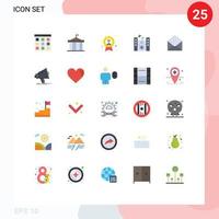 Set of 25 Modern UI Icons Symbols Signs for sms sound greece music employee Editable Vector Design Elements