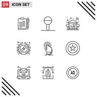 Outline Pack of 9 Universal Symbols of insignia tree child wifi smart Editable Vector Design Elements