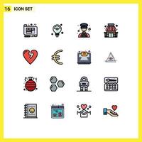 Mobile Interface Flat Color Filled Line Set of 16 Pictograms of heart attack store iot shop taxi Editable Creative Vector Design Elements