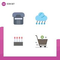 Editable Vector Line Pack of 4 Simple Flat Icons of call weather device cloud buds Editable Vector Design Elements