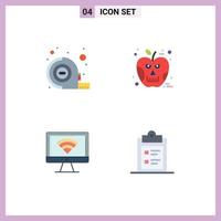 Pictogram Set of 4 Simple Flat Icons of measuring wifi apple skull business Editable Vector Design Elements