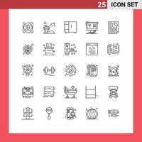 25 creativo íconos moderno señales y símbolos de datos remoto mueble monitor controlar editable vector diseño elementos