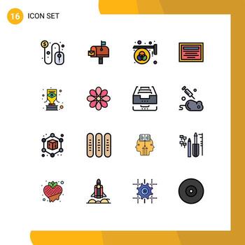 User Interface Pack of 16 Basic Flat Color Filled Lines of carnival note advertisement file print Editable Creative Vector Design Elements