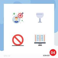 Group of 4 Flat Icons Signs and Symbols for business stop target beer radiology Editable Vector Design Elements