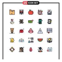 Pictogram Set of 25 Simple Filled line Flat Colors of robbit result food newsletter letter Editable Vector Design Elements