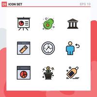 Pictogram Set of 9 Simple Filledline Flat Colors of time website finance web page Editable Vector Design Elements