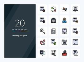 20 Delivery And Logistic line Filled icon for presentation vector