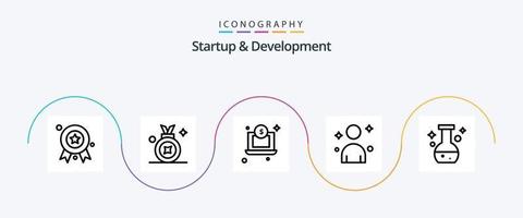 puesta en marcha y desarrollo línea 5 5 icono paquete incluso . hombre. laboratorio vector