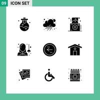Set of 9 Modern UI Icons Symbols Signs for circle arrow photography sport fencing Editable Vector Design Elements