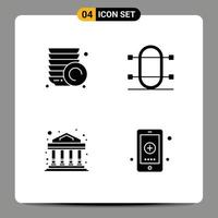 Modern Set of 4 Solid Glyphs and symbols such as kitchen commercial crew rowing app Editable Vector Design Elements