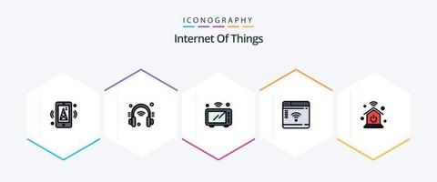 Internet Of Things 25 FilledLine icon pack including home network. router. internet. iot. wifi vector