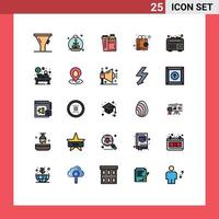 Modern Set of 25 Filled line Flat Colors and symbols such as radio shopping drink shop shop app Editable Vector Design Elements