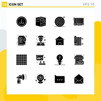 Set of 16 Commercial Solid Glyphs pack for laptop coding shipping app target Editable Vector Design Elements
