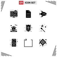 User Interface Pack of 9 Basic Solid Glyphs of account estate beach real home Editable Vector Design Elements