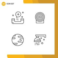 Pictogram Set of 4 Simple Filledline Flat Colors of call earth fitness money world Editable Vector Design Elements