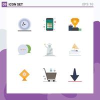 Flat Color Pack of 9 Universal Symbols of message chat note goblet champion Editable Vector Design Elements