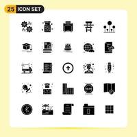 Modern Set of 25 Solid Glyphs Pictograph of furniture desk medical class travel Editable Vector Design Elements