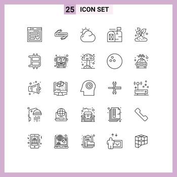 25 universal líneas conjunto para web y móvil aplicaciones buzón correo electrónico maquinilla de afeitar Dom playa editable vector diseño elementos