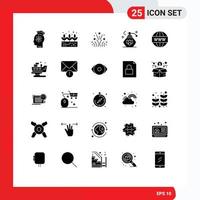 25 Universal Solid Glyphs Set for Web and Mobile Applications seo media firework engine spray Editable Vector Design Elements