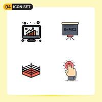 4 User Interface Filledline Flat Color Pack of modern Signs and Symbols of grow boxing poll teacher wrestling Editable Vector Design Elements