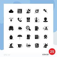 Mobile Interface Solid Glyph Set of 25 Pictograms of tool circular saw nature saw preferences Editable Vector Design Elements