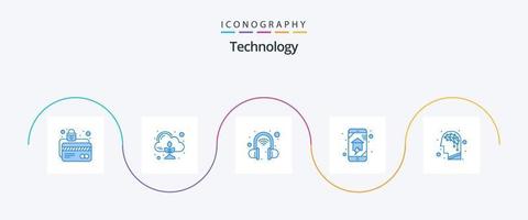 tecnología azul 5 5 icono paquete incluso artificial. hogar Wifi. nube. hogar redes. domesticos vector