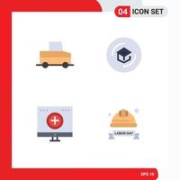 4 Flat Icon concept for Websites Mobile and Apps car computer education learning medicine Editable Vector Design Elements