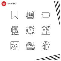 Editable Vector Line Pack of 9 Simple Outlines of ux design receipt mobile sets Editable Vector Design Elements