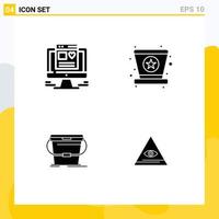 Universal Icon Symbols Group of 4 Modern Solid Glyphs of computer wash carnival star eye Editable Vector Design Elements