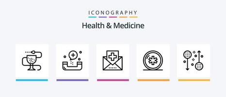 Health and Medicine Line 5 Icon Pack Including fitness. ambulance. first. medicine. health. Creative Icons Design vector