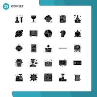 25 sólido glifo concepto para sitios web móvil y aplicaciones fuerza gráfico diseño engranaje diseño configurar editable vector diseño elementos