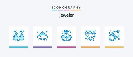 joyería azul 5 5 icono paquete incluso personalizar joyas. lujo. diamante. joya. creativo íconos diseño vector