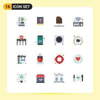 Modern Set of 16 Flat Colors Pictograph of business wireless cold wifi ice Editable Pack of Creative Vector Design Elements