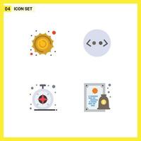 Mobile Interface Flat Icon Set of 4 Pictograms of sun safari space html diploma Editable Vector Design Elements