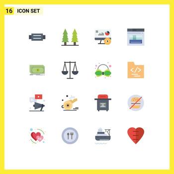 Group of 16 Modern Flat Colors Set for fund website monitor web page Editable Pack of Creative Vector Design Elements
